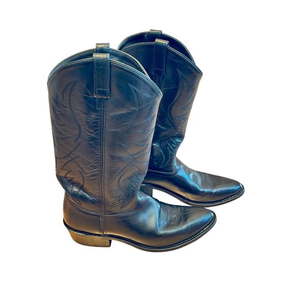 Old West Southern Black leather cowboy western wear rodeo boots sz12 men’s main image 6